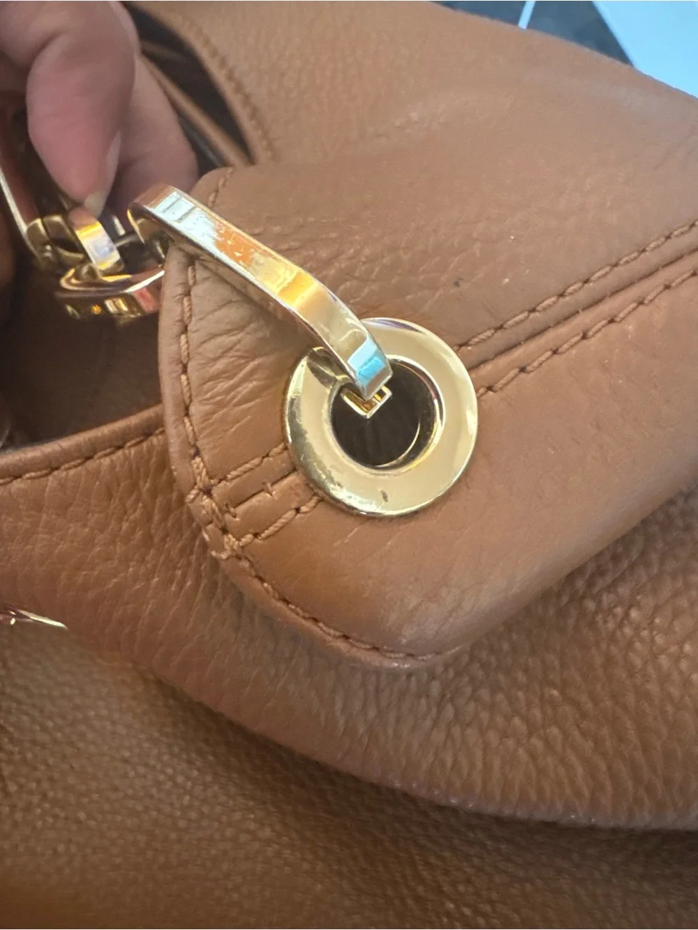 Michael Kors Brown Leather Shoulder Bag with Gold Hardware